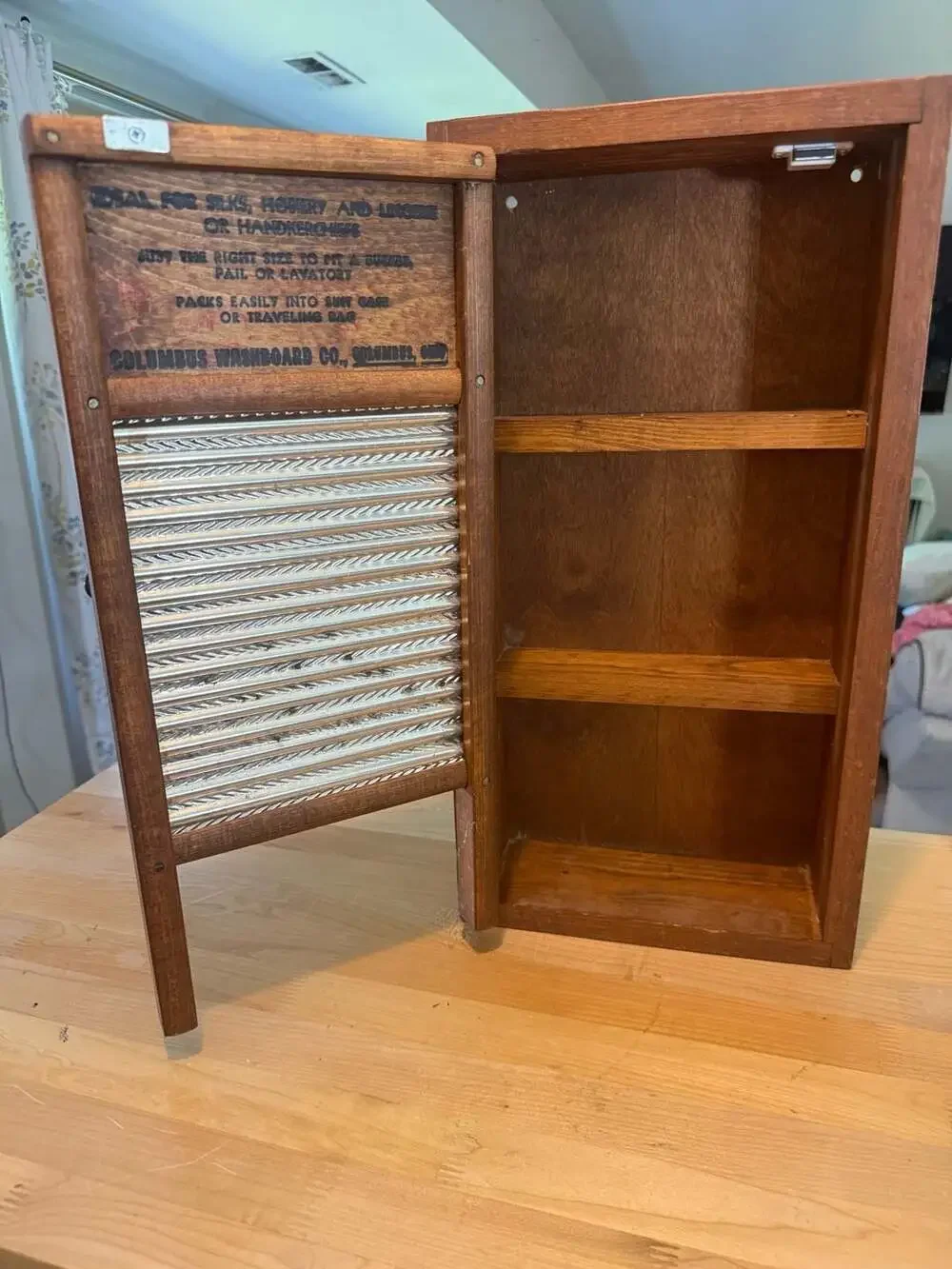 Vintage Dubl Handi Columbus Washboard Wall Mounted Cabinet Storage Box